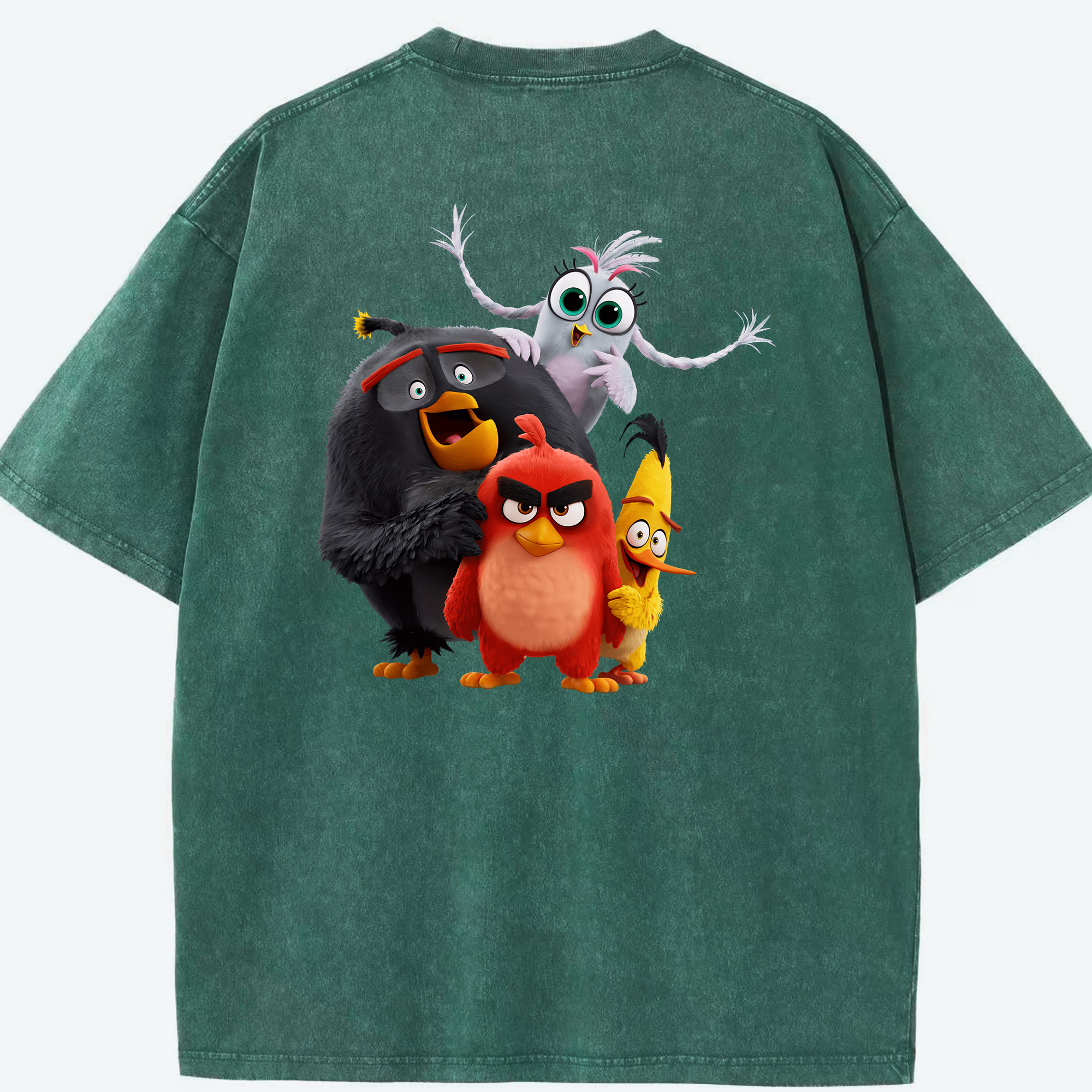 （画像用） Angry Birds アングリーバード 綿100% ヴィンテージ風 半袖Tシャツ（背面プリント）